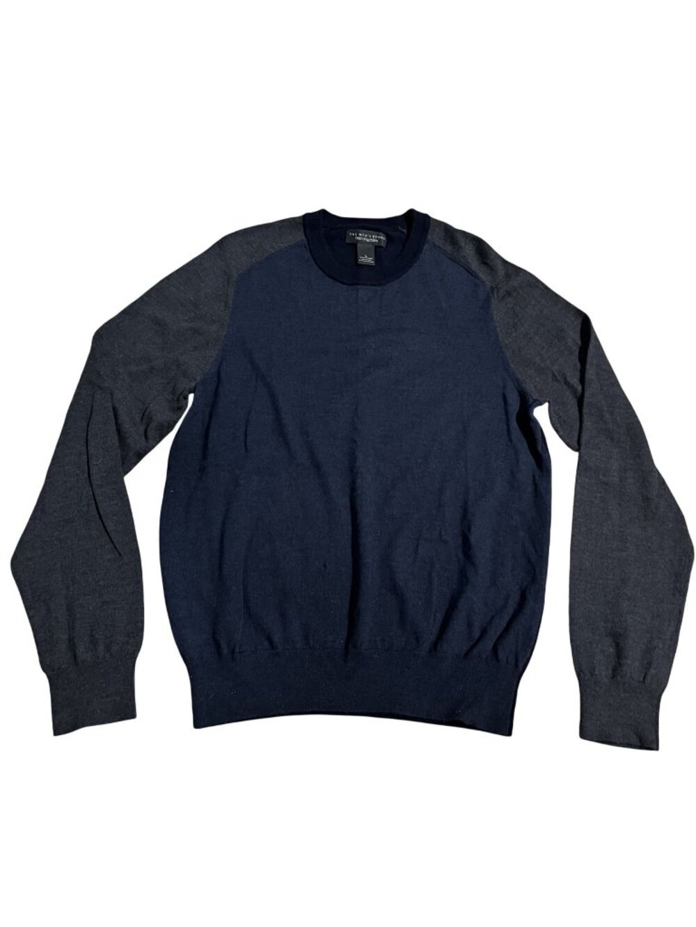 Mens Navy & Gray Merino Wool Sweater By The Mens Store Bloomingdales Sz Large